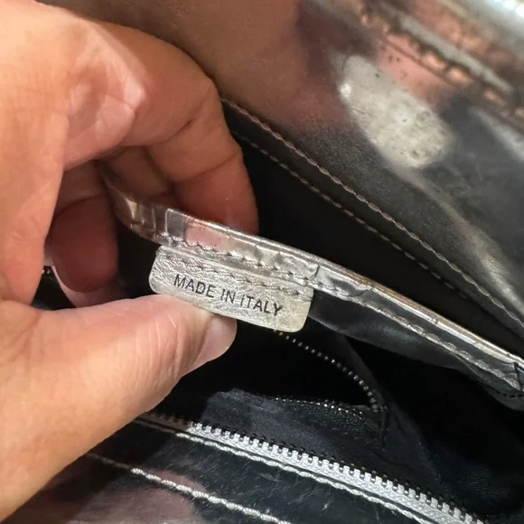 Burberry Metallic Silver and Checkered Tote Bag - Picture 6 of 11